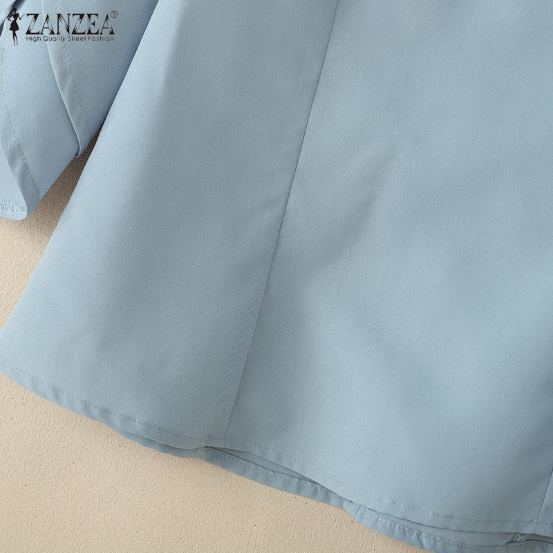 ZANZEA Women Casual Round Neck 3/4 Sleeve Summer Loose Blouse