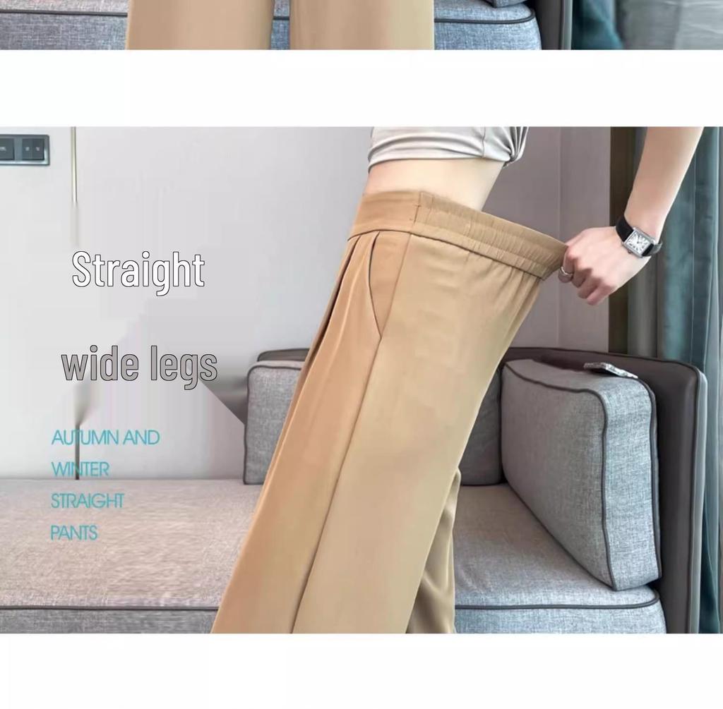 Женские брюки-костюм для весны и осени с высокой талией, широкими штанинами и эффектом похудения
