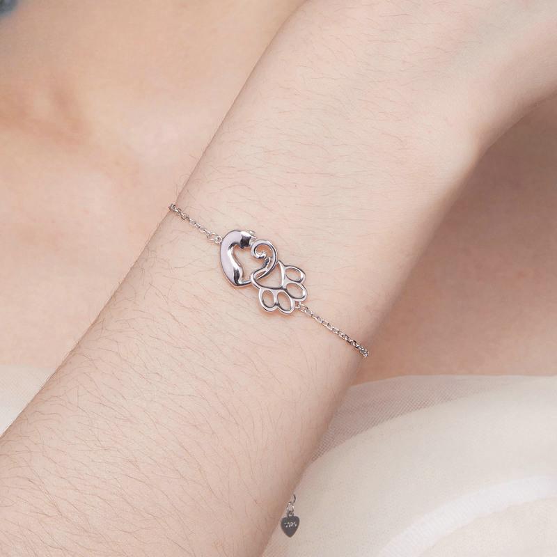 Новый браслет из стерлингового серебра S925 с милым котом, простой дизайн, браслет из стерлингового серебра S925 для домашних животных, ювелирные изделия