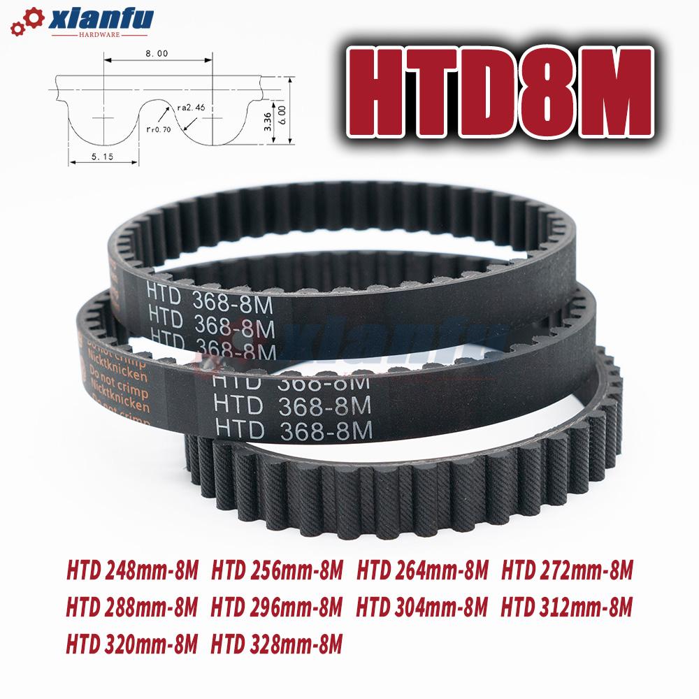 HTD 8M Timing Belt Perimeter 248 256 264 272 288 296 304 312 320 328mm Rubber Width 10~40mm HTD8M Drive CNC Machine Transmission