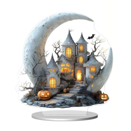 Хэллоуинские украшения 2D акриловые плоские призрачные украшения с подсветкой жуткий ночник украшения для стола дома офиса кафе