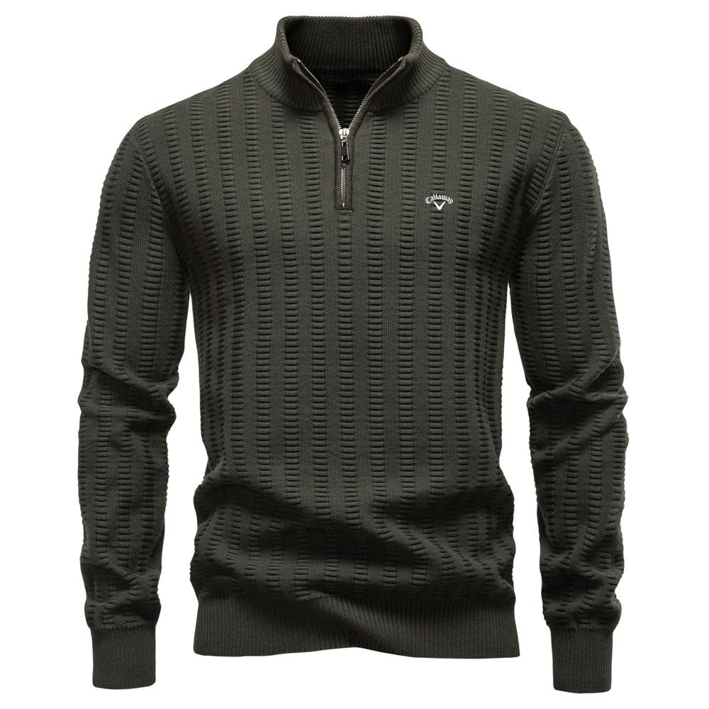 Callaway Осенне-зимний вышитый новый полосатый жаккардовый женский свитер большого размера, с молнией до середины, воротником-стойкой, деловой свитер