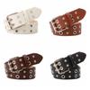 Belt Double Row Hole Star Waist Belt Pentagram Rivet Waist Belt PU Leather Waistbands  Female/Girls