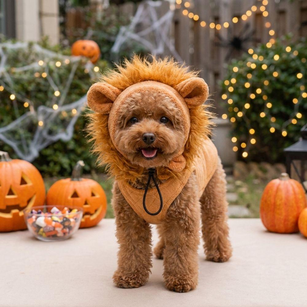 Breathable Plush Dog Lion Mane Hat Simulated Lion Mane Pet Lion Mane Headwear Holiday Dress Up