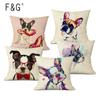Bulldog Pug Dog Cushion Cover Cute Cartoon Dog Printing Throw Pillow Case for Sofa Home Decor Pillow Covers 45x45CM