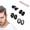 4 Pairs Earrings Set Safe Popular Stainless Steel Stainless Steel Dumbbell Ear Stud for Men