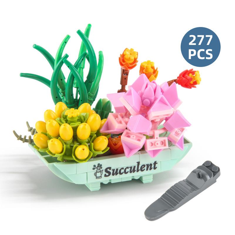Детский строительный блок, игрушка, цветочная композиция, строительный блок в горшке, сборка своими руками, мелкий строительный блок, набор цветов