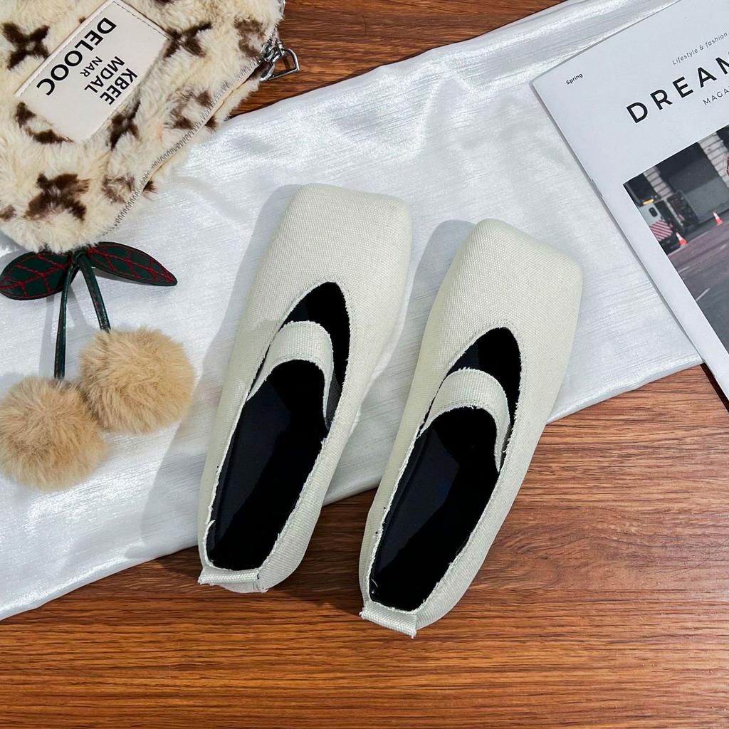 2025 Summer New Korean Version Casual Flat Shoes Women Wear Versatile Light Mouth Single Shoes Daily Comfortable Square Head Women's Shoes