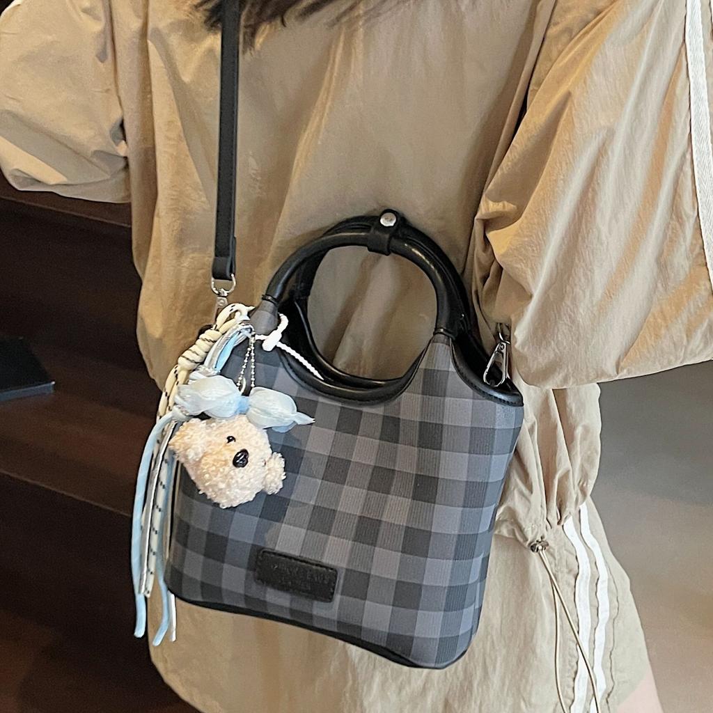 2025 Новая Мода Универсальная Сумка Через Плечо Кроссбоди Премиум Подмышечная Темперамент Клетчатая Сумка Ведро