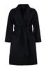 Women's Style Plus Size Black Belted Oversize Stitched Woven Coat