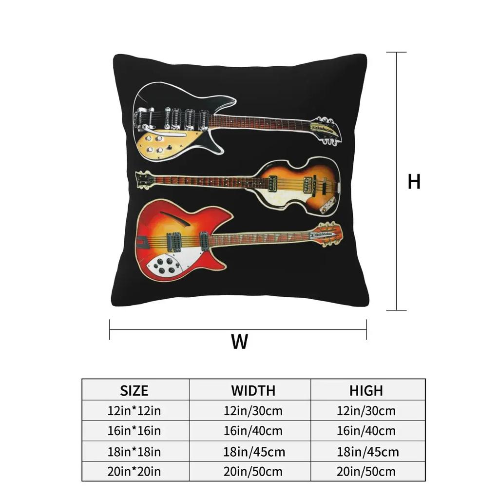 Rickenbacker Guitars And Hofner Bass 2 Pcs Square Pillowcase Pillow Cover Cushion Throw Pillow For Home Living Room
