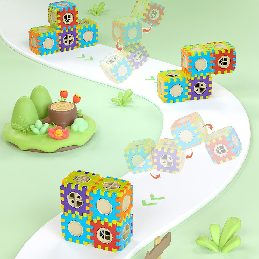 Большой Сращиваемый Тянущий Квадратный Строительный Блок Детская Сборка Пластиковый Дом Развивающие Игрушки 3-6 Лет