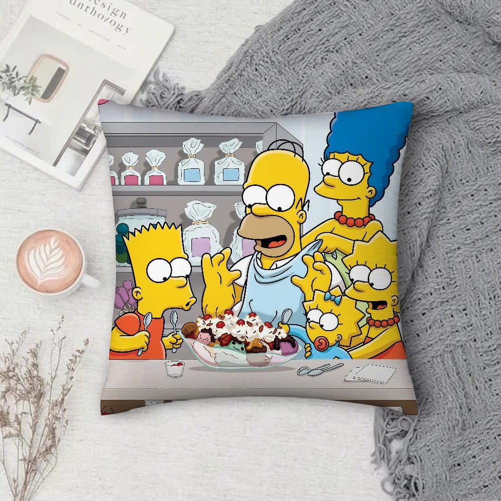 Cartoon SSimpsons Pillow Case Square DoubleSided Printing Sofa Cushion Cover Pillowcase Bedroom Bedside