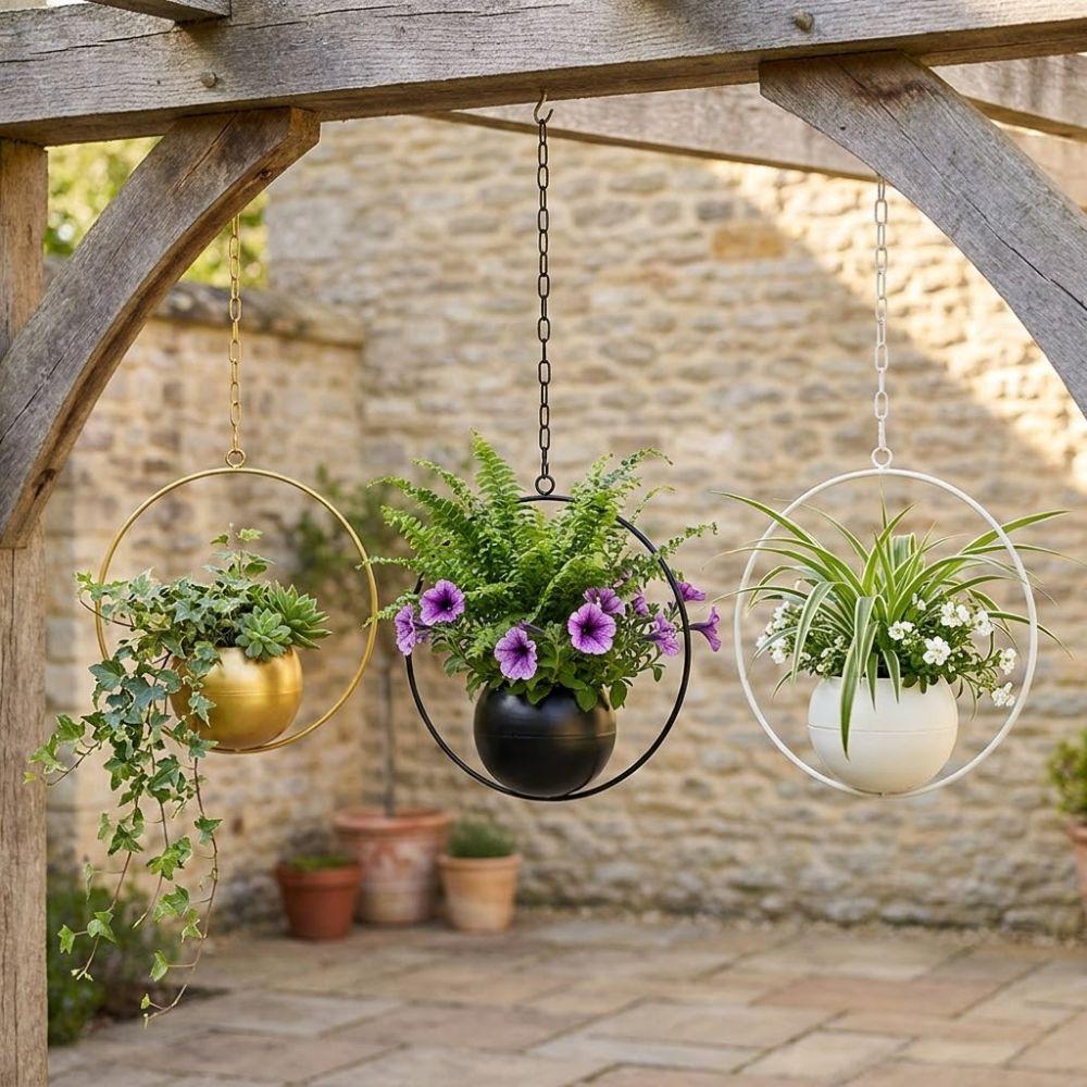 Minimalist Metal Hanging Flower Pot Iron Art Hanging Plant Bucket Balcony Decoration