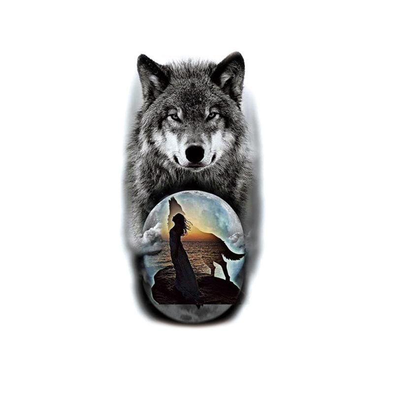 Голова тигра, голова волка, элемент татуировки, акварель, 3D, переносимый на воду, большой набор рисунков, водонепроницаемая наклейка для татуировки