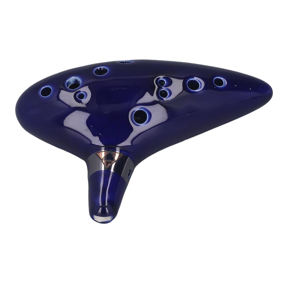 Керамическая окарина Alto C с 12 резонаторными отверстиями, держателем для руки и нотами синего цвета