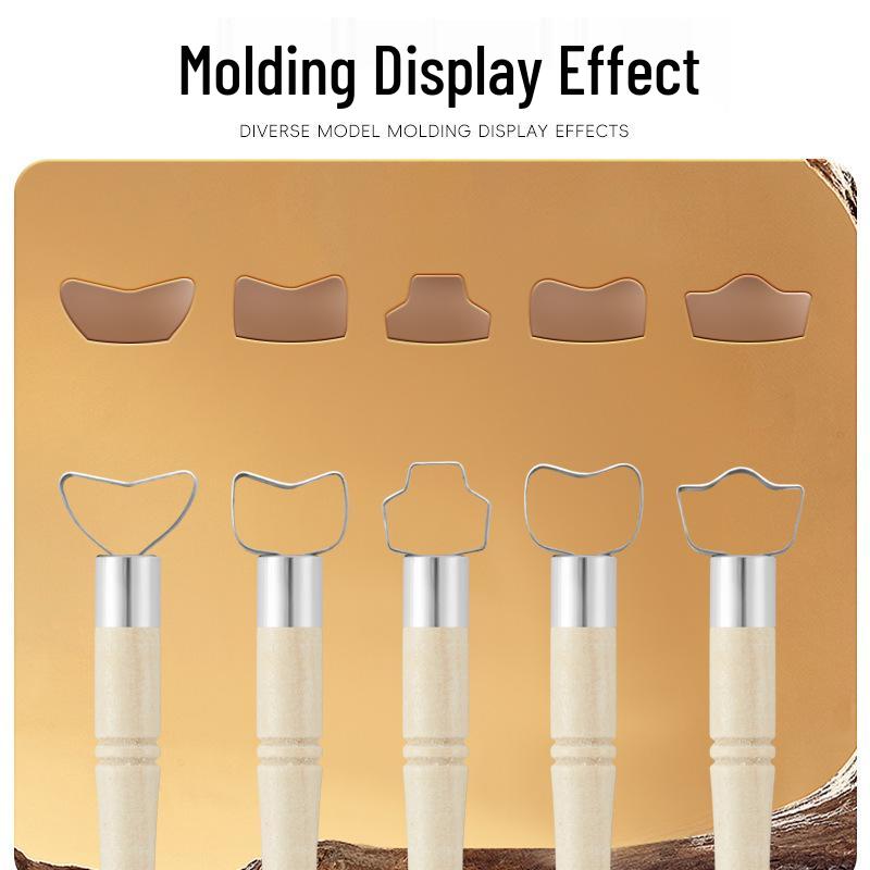 5-Piece Pottery Tool Set for Shaping, Sculpting, Handles
