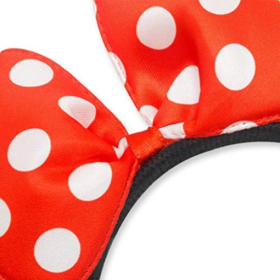 Set of 24 Mickey Minnie Mouse Costume Deluxe Fabric Ear Headband White Polka Dots for Boys Girls Birthday Party Hair Accessories Baby Shower Head Wear