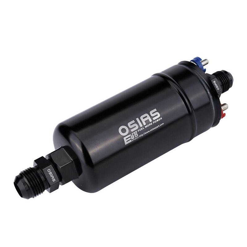 OSIAS 380LPH Inline External Fuel Pump 10AN Inlet + 8AN Outlet 044 Check Vavle Carbon brush and Carbon Commutator made,E85 Fit