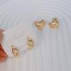 Fashion Personality Copper Gold-Plated Zircon Love Stud Earrings Women'S Earrings New
