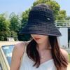 Соломенная вязаная шляпа-цилиндр с открытым верхом Летняя солнцезащитная шляпа Женская шляпа из соломы с полым дизайном Дышащая Портативная Складная