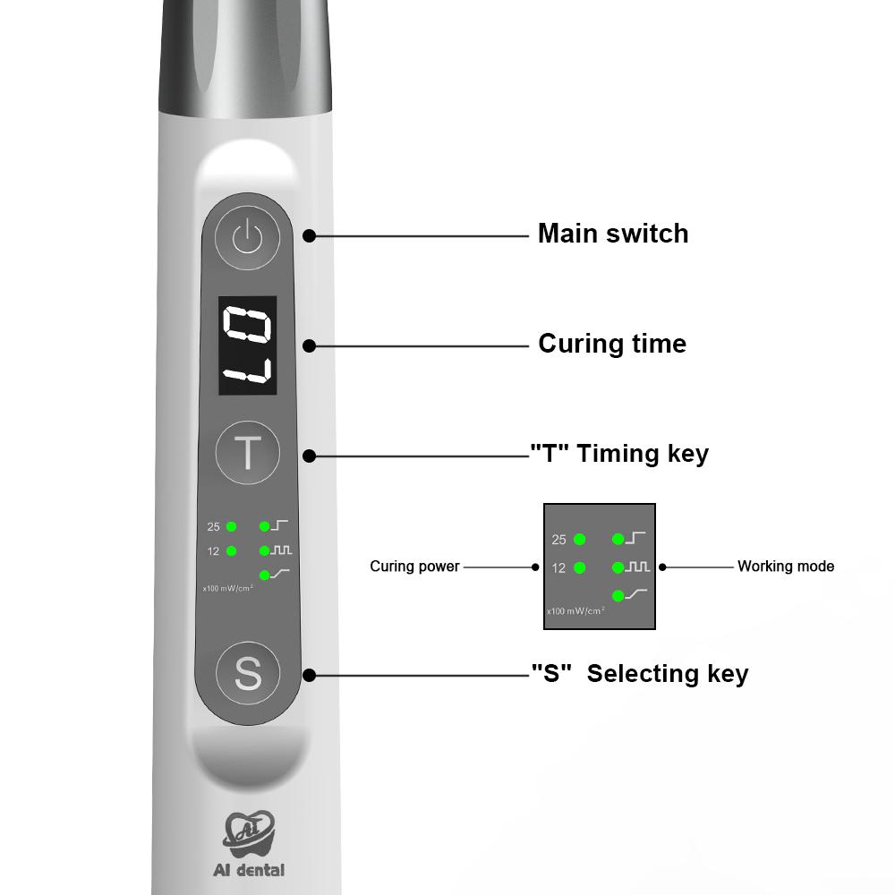 Dental Equipment AI-CL-S1 Cure Light 360 Degree Rotation Curing Lamp Wireless Cordless with 4 Super Light For Oral Treatment