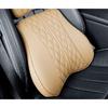 Luxury Car Neck Pillow Set Leather Embroidered Waist Backrest Lumbar Support Cushion Auto Seat Travel Headrest Pillow For