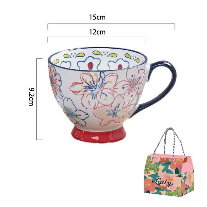 1 шт. 500 мл керамическая чашка расписанная вручную большая емкость чашка для овсянки пригодная для микроволновки керамическая кружка чашка для завтрака подарок на День матери подарочная коробка