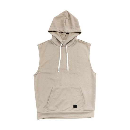 Мужские повседневные топы, спортивный стиль, жаккардовый вязаный жилет с капюшоном и передним карманом, однотонная футболка без рукавов, одежда для фитнеса