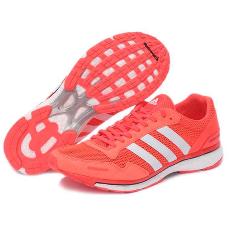 adidas Adizero Adios SMC Нескользящие Устойчивые к истиранию Низкие Беговые Кроссовки Унисекс Неоновый Красный AQ2429