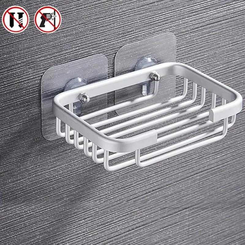 Wall Mounted Soap Dish Holder Punch-Free Drawer Draining Holder Kitchen Sponge Storage Box Bathroom Organizer Rack