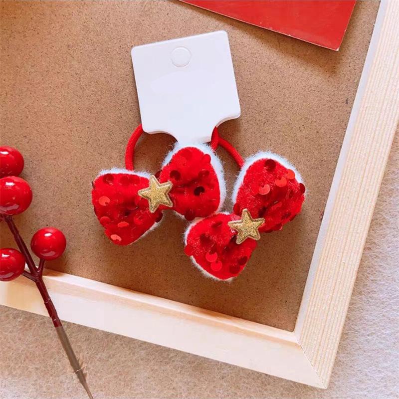 Новогодняя красная заколка с кисточкой: Ретро бант заколка для волос Ханфу для девочек