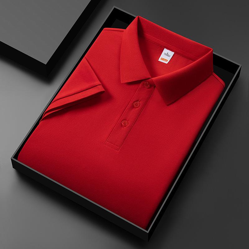 Мужская летняя рубашка поло из ледяного шелка 2025 года – Высококачественная, многоцветная, с охлаждающим эффектом, однотонная модель с коротким рукавом