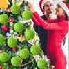 12/16 шт. Рождественские подвесные украшения 6 см зеленые пушистые шарики бант декор легкий многоразовый елочный кулон праздничный декор подарки
