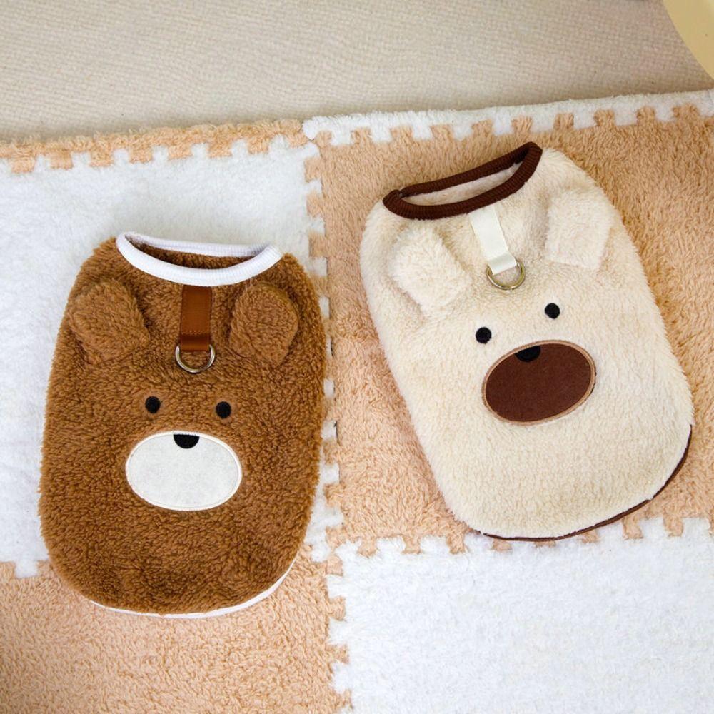 Dog Apparel Bear Pattern Winter Puppy Clothes Warm Sleeveless Dog Vest Comfortable Thickened Puppy Sweatshirt Cold Weather