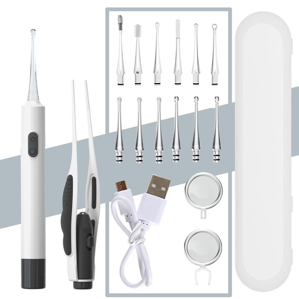 Earpick Light Glowing Earpick Earpick with LED Light USB Rechargeable Glowing Earpick Loupe Ear Interchangeable Ear Tips Ear Cleaning Glowing Earpick