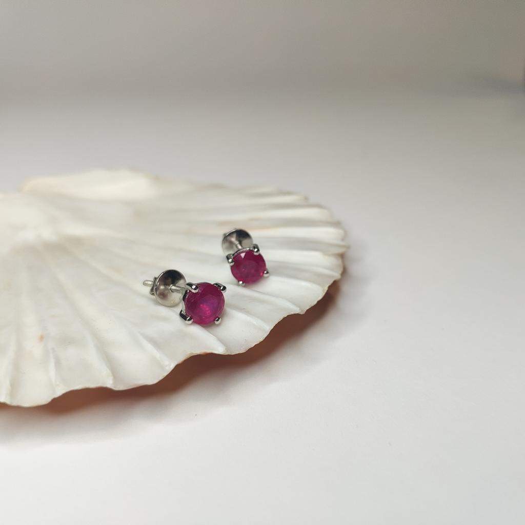 Серебряные серьги с натуральным рубином 1.345ct (2123354)