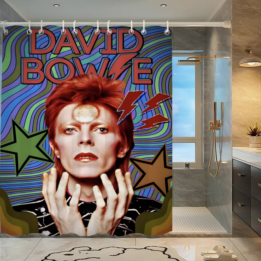 British Rock Singer D-David_B-Bowie Funny And Creative Beach Shower Curtain Waterproof Polyester Bath Curtains For Bathroom