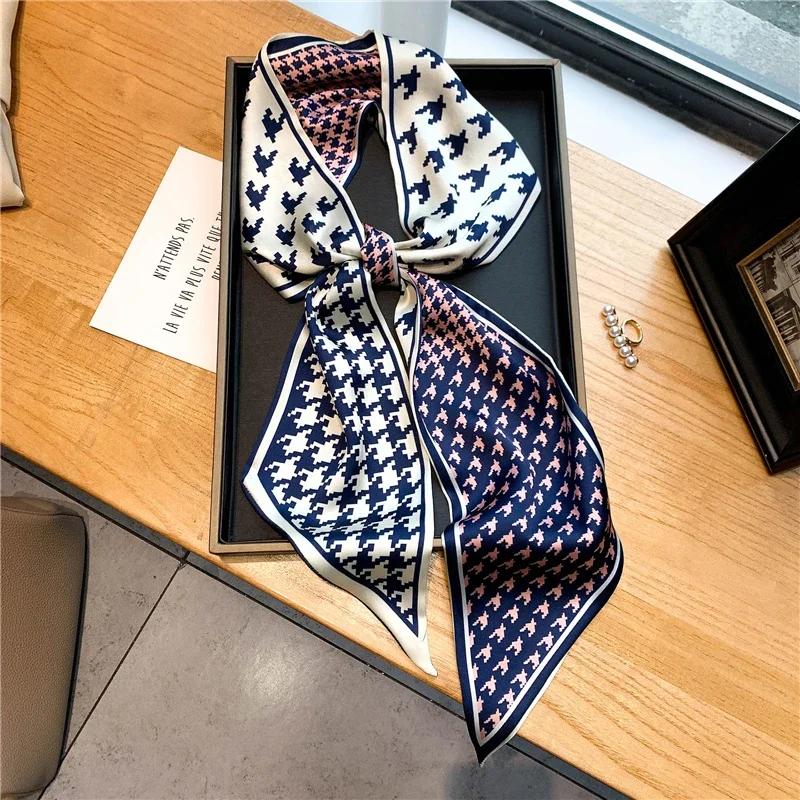 Luxury Long Silk Scarf Female Animal Horse Print Thin Narrow Scarf Bag Hair Band Ribbon Scarfs Women Neckerchief