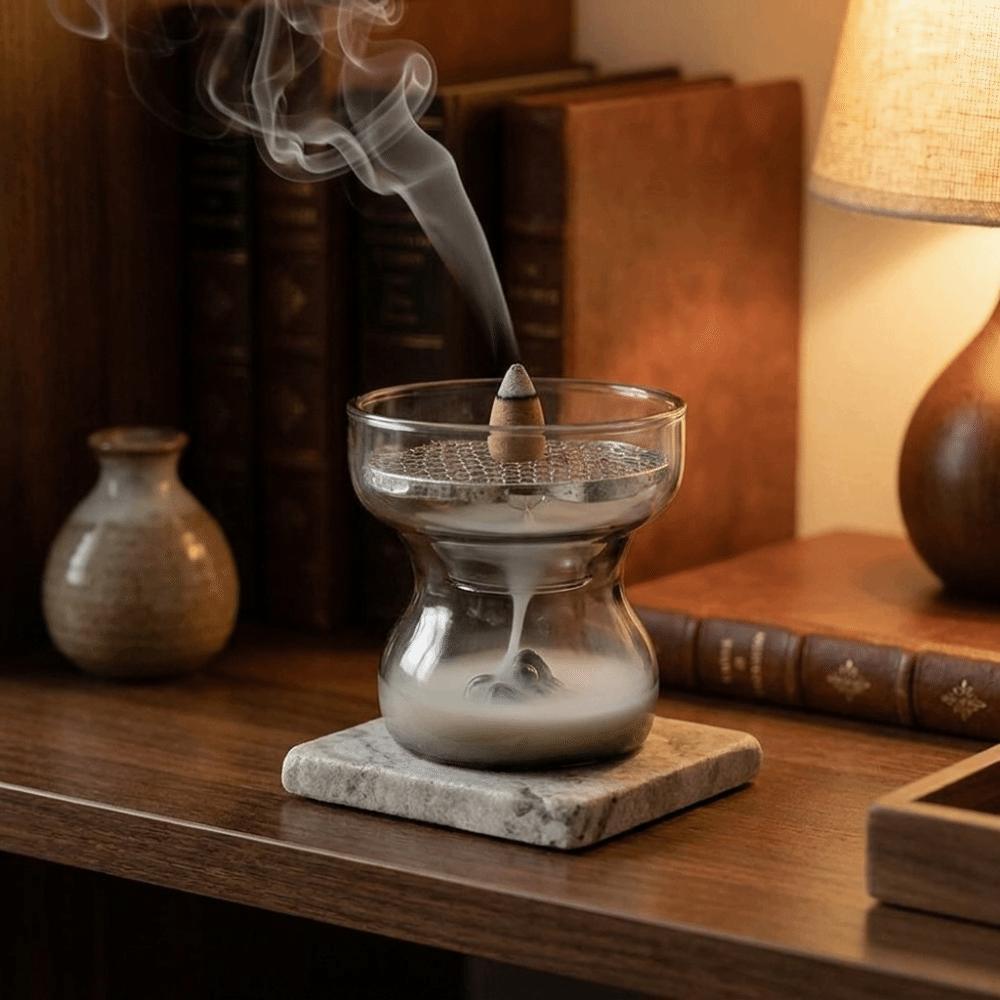 Glass Backflow Incense Burner Anti Dust Aromatherapy Burner Fragrance Censer Home Decoration