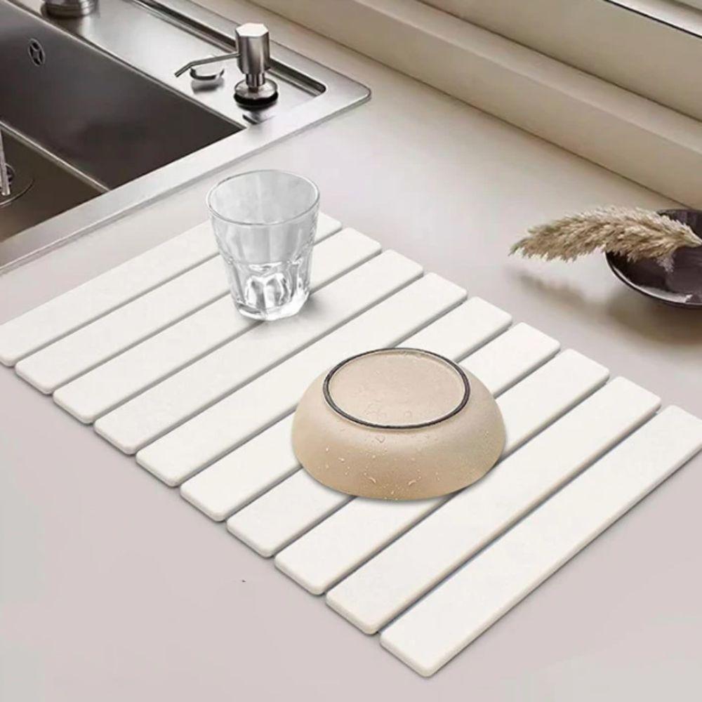 Foldable Dish Drainer Mat Absorbent Placemat Bathroom Rug Stone Dish Drying Mat Sink