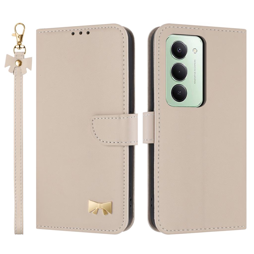 For Xiaomi Redmi 15 4G (EU) (171mm) Case Bowknot Decor Wallet Leather Phone Cover with Wrist Strap
