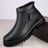 Genuine Leather Male Ankle Boots Side Zipper  Men Casual Shoes High Quality Business Low Top Shoes Men Winter Plush Snow Boots