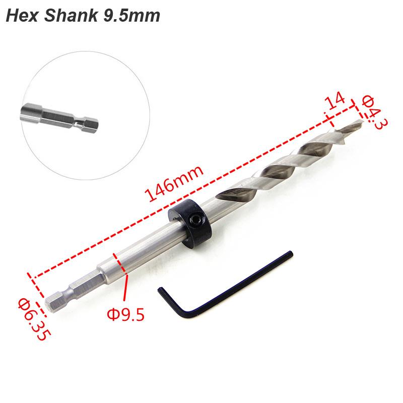 Twist Step Drill Bit With Stoper Locator For Kreg Jig Guide Manual Pocket Pilot Hole Depth Stop Collar 1/4 Hex Round Woodworking