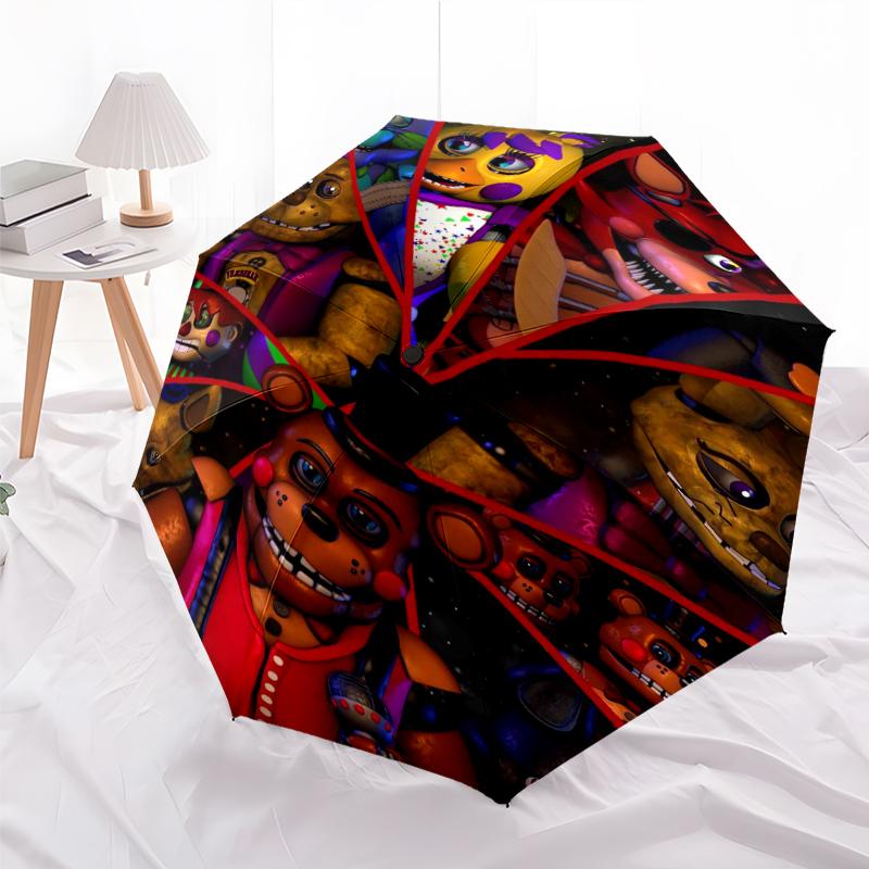 Freddy Bear Fashionable Automatic Opening/Closing Folding Umbrella. Portable and Foldable, Ideal for Gift, Travel, and Daily Use.