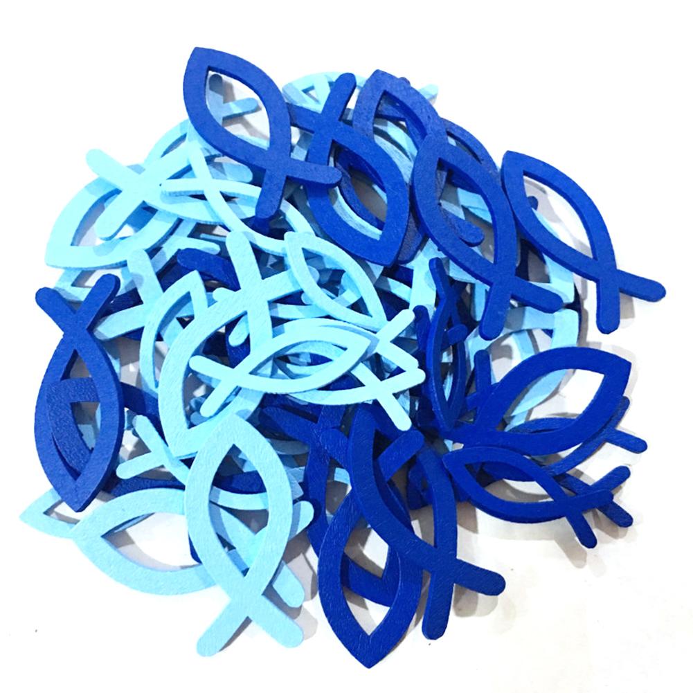 36 Pcs/pack Wooden  Hollow  Fish Unfinished Art Crafts Handmade Diy Wedding Home Decoration Supplies Tool (size Color Mixed)