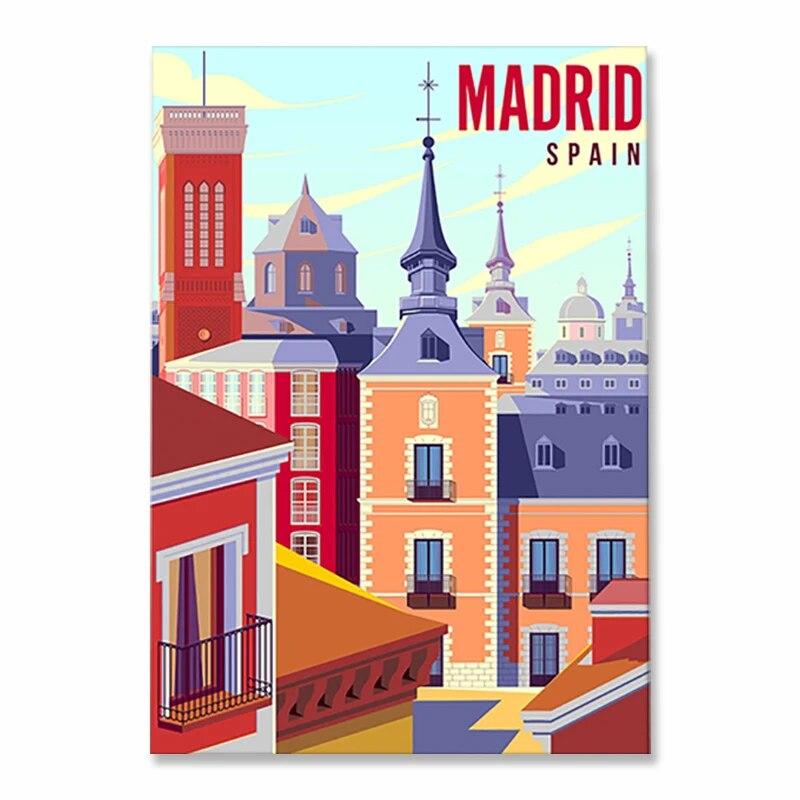 Vintage Famous City Landscape Posters Metal Tin Signs Italy France Greece Hawaii Retro Plate Wall Art Decor for Living Room Home