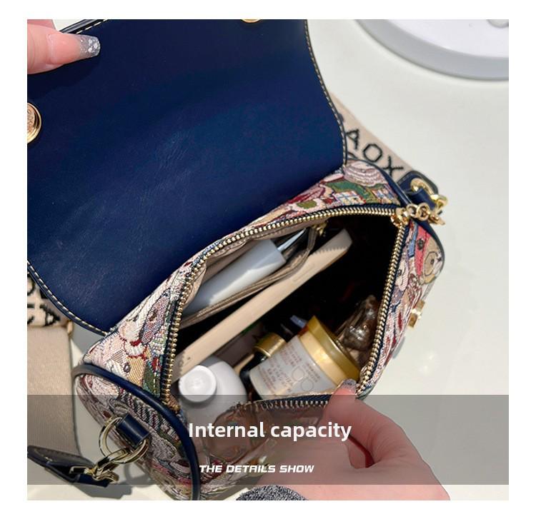 Beibaobao Cartoon Bear Contrast Messenger Bag - 2024 New Fashion Shoulder Bag for Women