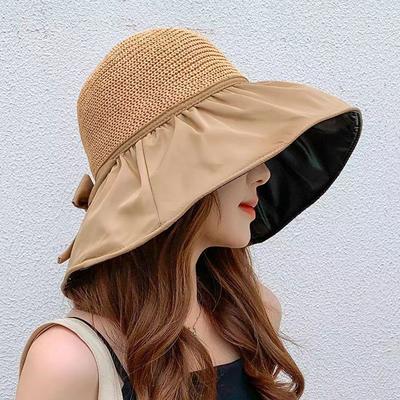 Складная виниловая панама с защитой лица от солнца, панама с защитой от УФ, женская панама с бантом, широкополая шляпа