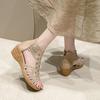 2024 Woman Sandals Women Cyrstal Comfortable Pumps Ladies Fashion Wedges Female Rome Bling Hollow Out Shoes Women's Zip Footwear